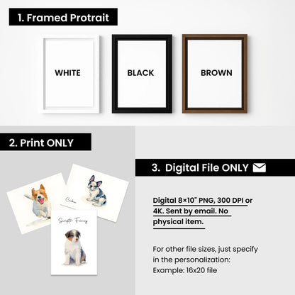 Custom Watercolor Portraits of People White Canvas Photo Frame