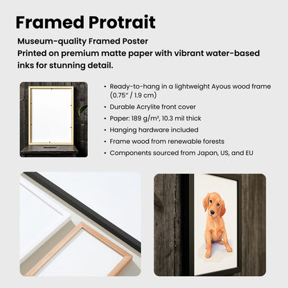 Custom Watercolor Pet Portrait – Custom Frame Color, Matte Paper