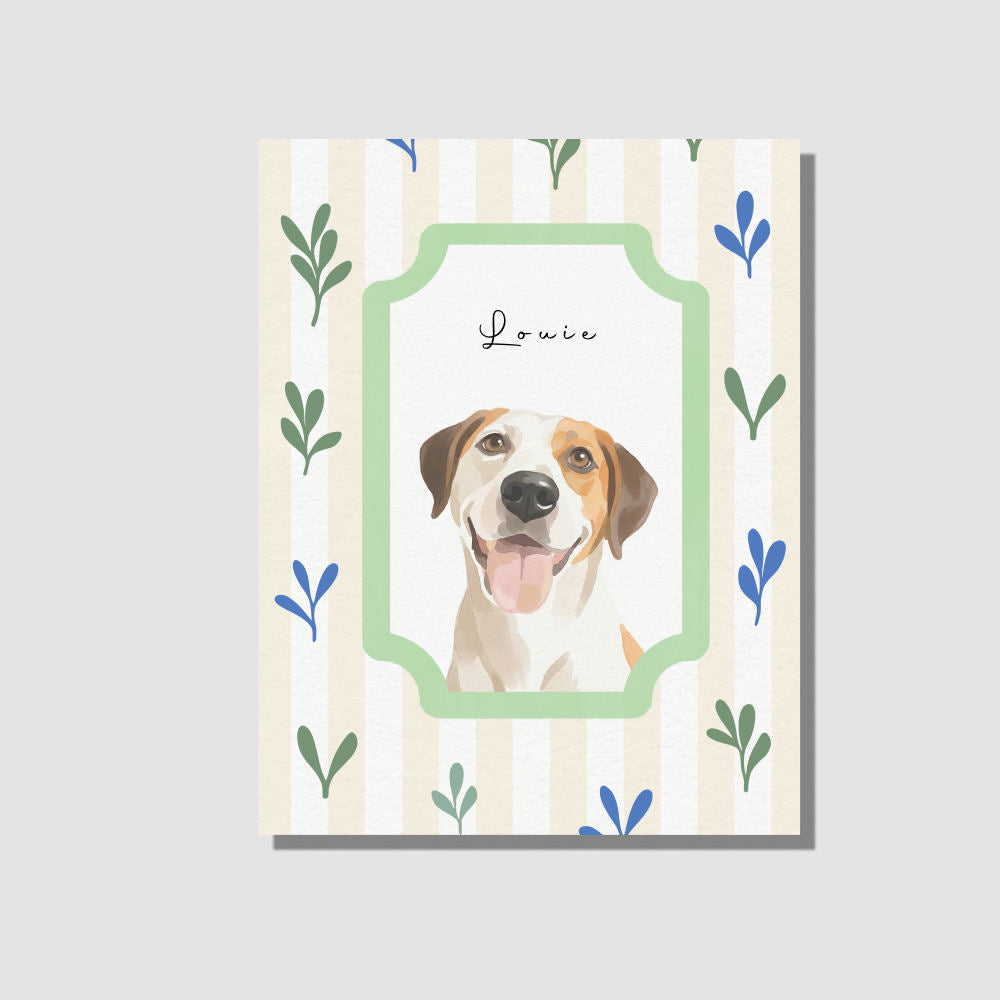 Modern Watercolor One Pet Portrait Botanical Frame