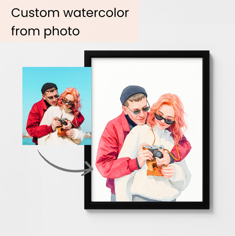 Custom Watercolor Portraits of Couples Canvas Photo Frame