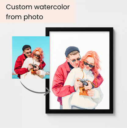 Custom Watercolor Portraits of Couples Canvas Photo Frame