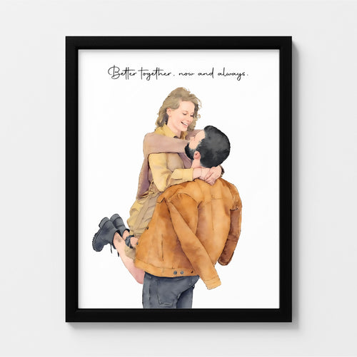 Custom Watercolor Portraits of Couples Canvas Photo Frame