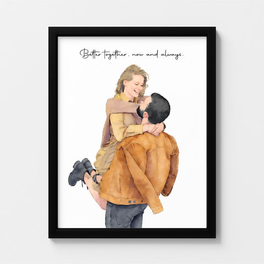 Custom Watercolor Portraits of Couples Canvas Photo Frame
