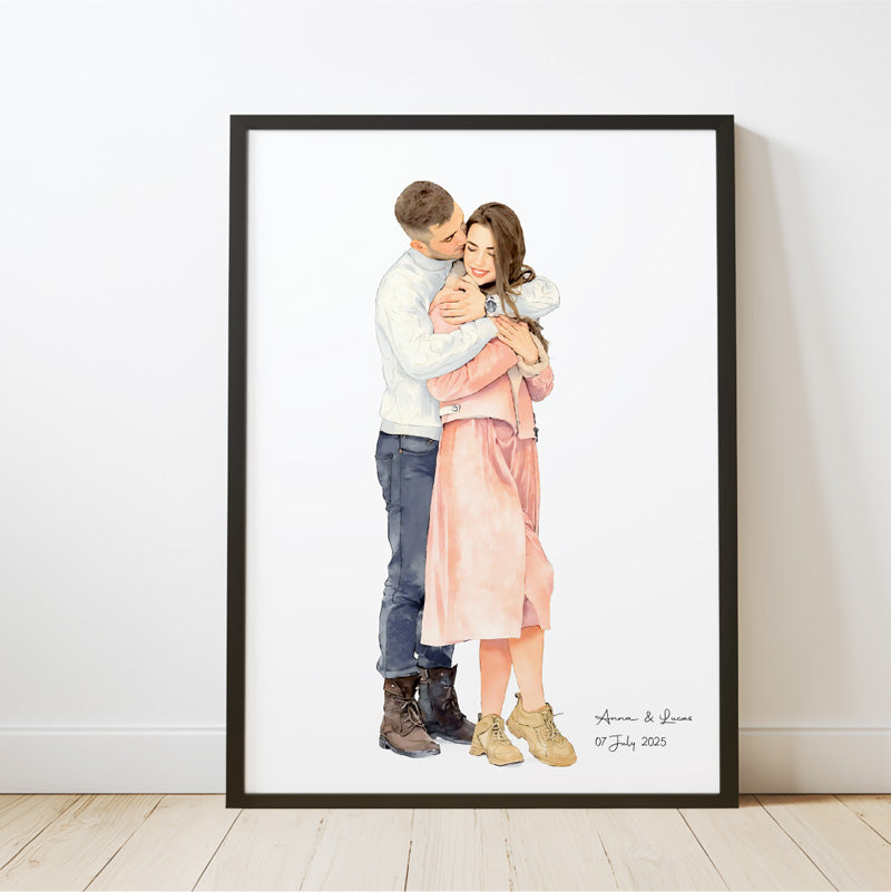 Custom Watercolor Portraits of Couples Canvas Photo Frame