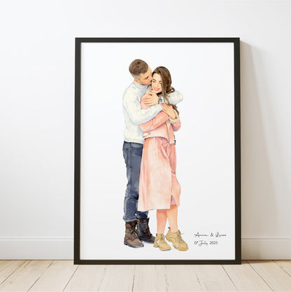 Custom Watercolor Portraits of Couples Canvas Photo Frame