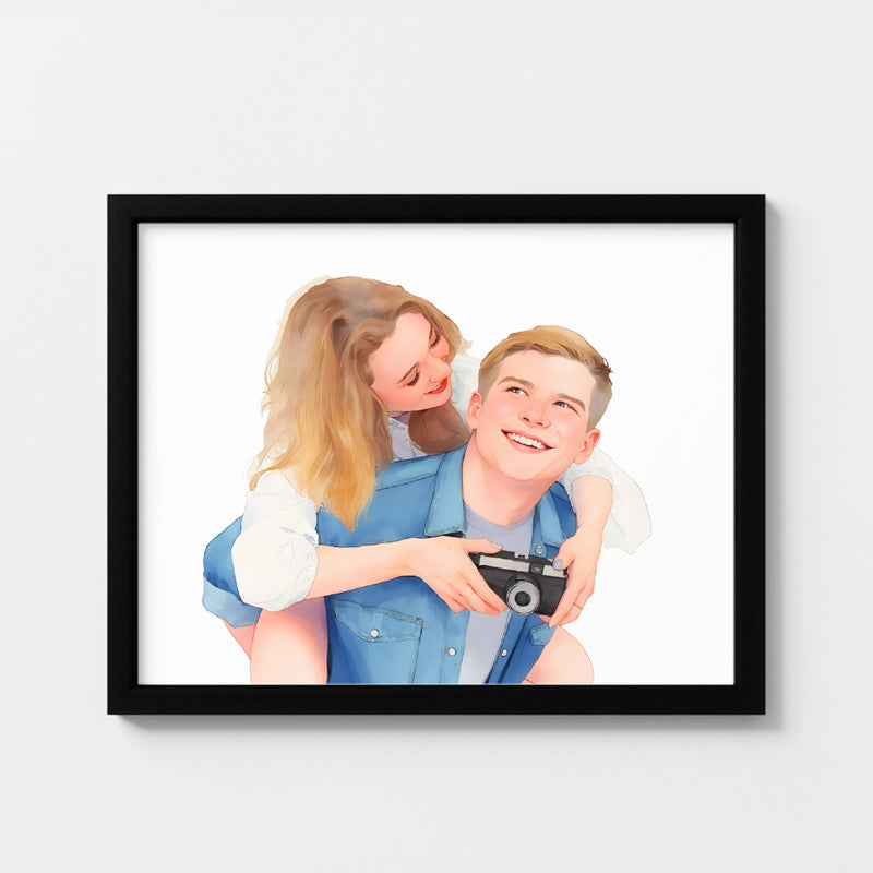 Custom Watercolor Portraits of Couples Canvas Photo Frame