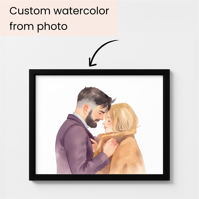 Custom Watercolor Portraits of Couples Canvas Photo Frame