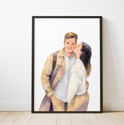 Custom Watercolor Portraits of Couples Canvas Photo Frame
