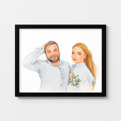Custom Watercolor Portraits of Couples Canvas Photo Frame