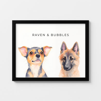 Custom Watercolor Pet Portrait – Matte Paper Framed Poster