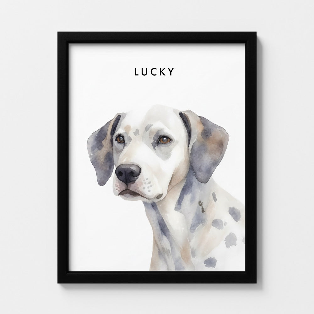 Custom Watercolor Pet Portrait – Black Frame, Matte Paper