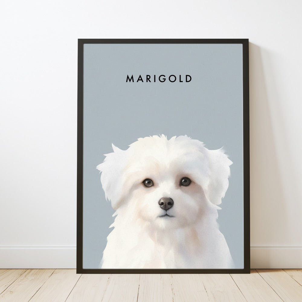 Custom Watercolor Pet Portrait – Black Frame, Matte Paper