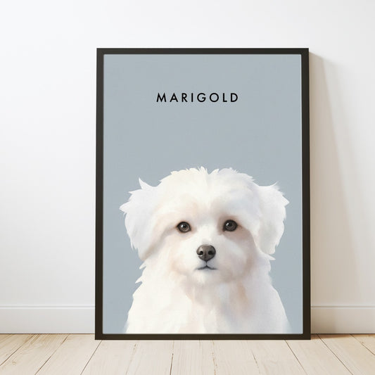 Custom Watercolor Pet Portrait – Black Frame, Matte Paper
