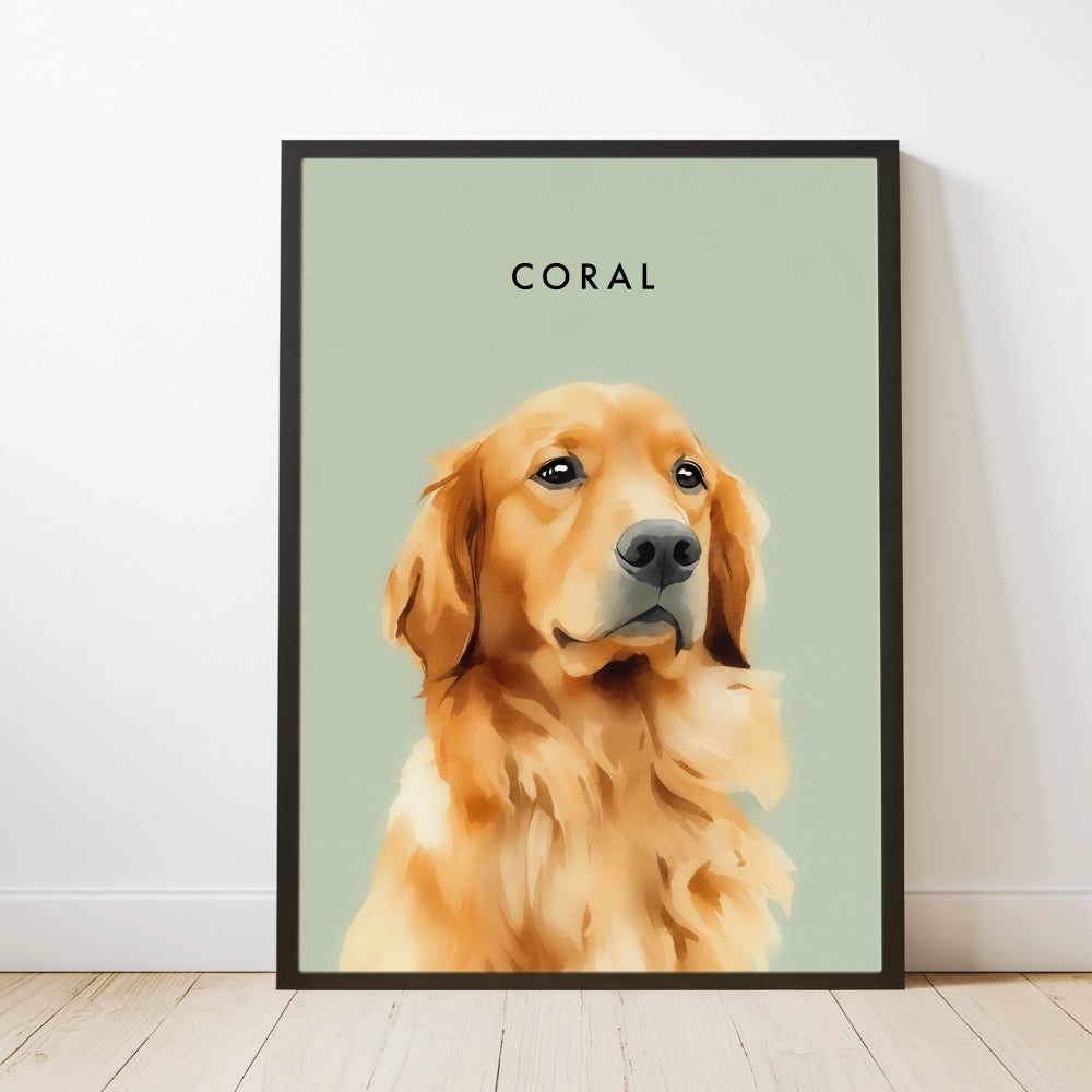 Custom Watercolor Pet Portrait – Black Frame, Matte Paper