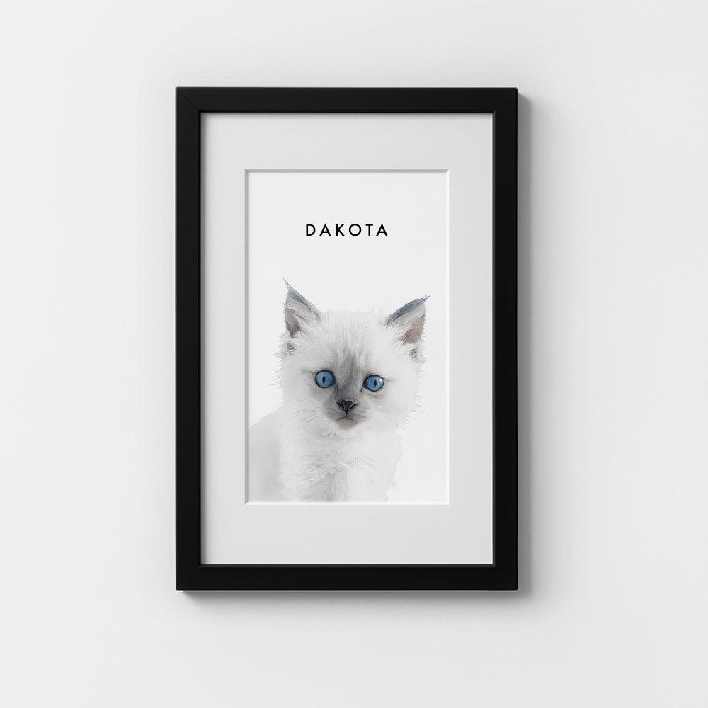 Custom Watercolor Pet Portrait – Black Frame With Mat