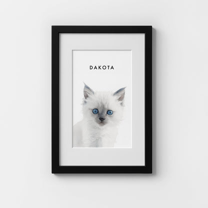 Custom Watercolor Pet Portrait – Black Frame With Mat