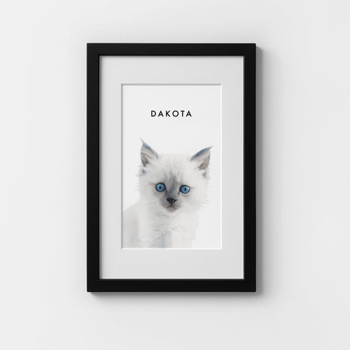 Custom Watercolor Pet Portrait – Black Frame With Mat