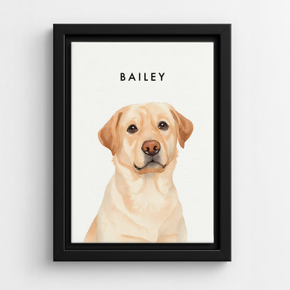Custom Watercolor Pet Portraits Black Canvas Photo Frame