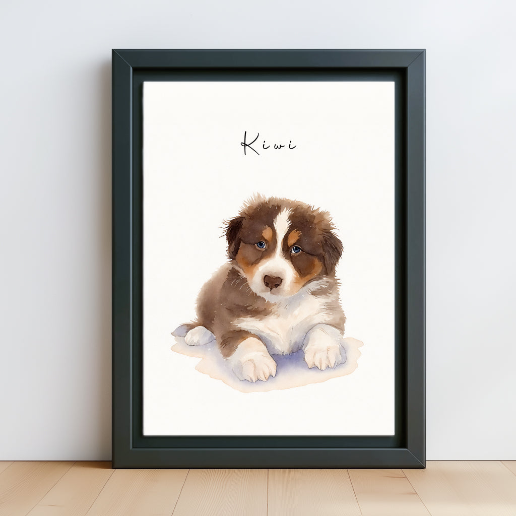 Custom Watercolor Pet Portraits Black Canvas Photo Frame