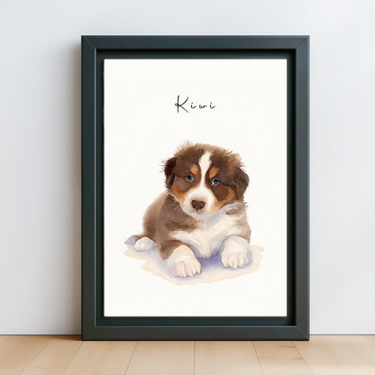 Custom Watercolor Pet Portraits Black Canvas Photo Frame