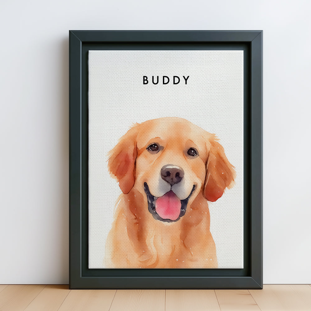 Custom Watercolor Pet Portraits Canvas Photo Frame