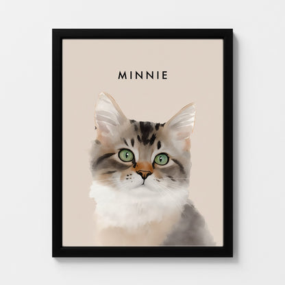 Custom Watercolor Pet Portrait – Custom Frame, Matte Paper