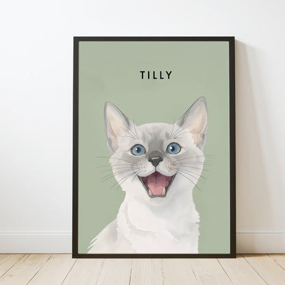 Custom Watercolor Pet Portrait – Custom Frame, Matte Paper