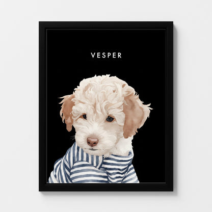 Custom Watercolor Pet Portrait – Custom Frame, Matte Paper