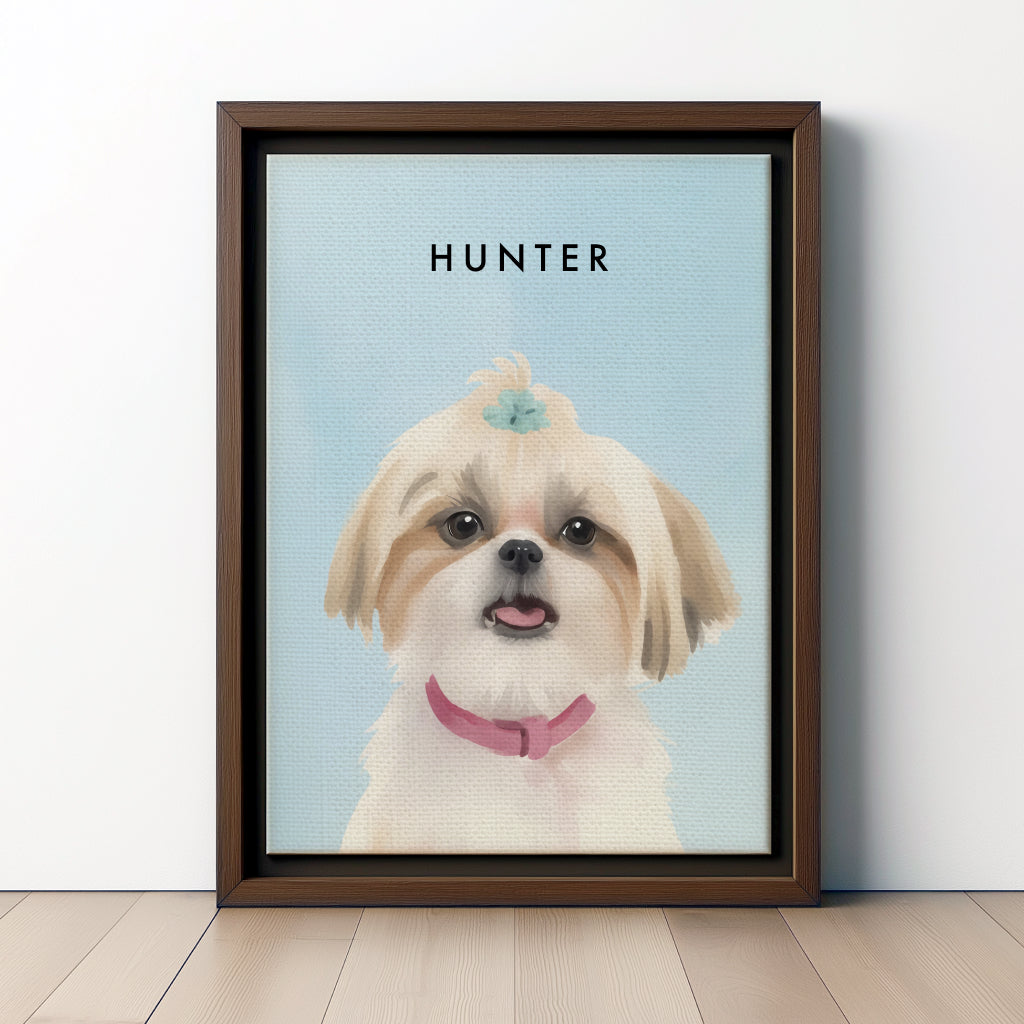 Custom Watercolor Pet Portraits Canvas Photo Frame