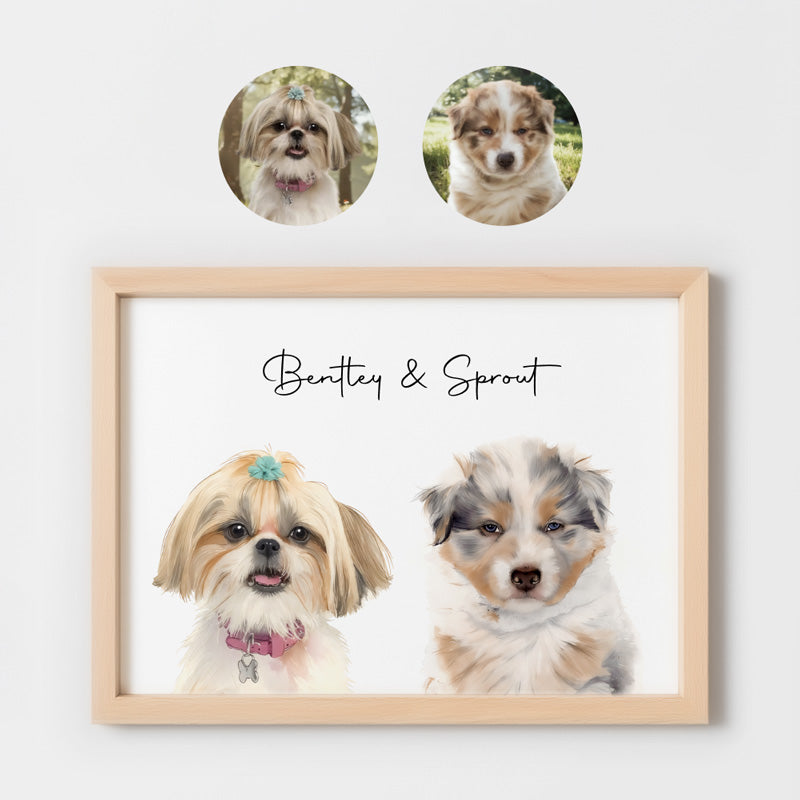 Custom Watercolor Pet Portrait – Matte Paper Framed Poster