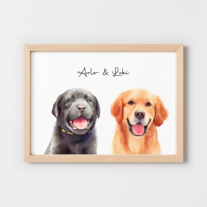 Custom Watercolor Pet Portrait – Matte Paper Framed Poster