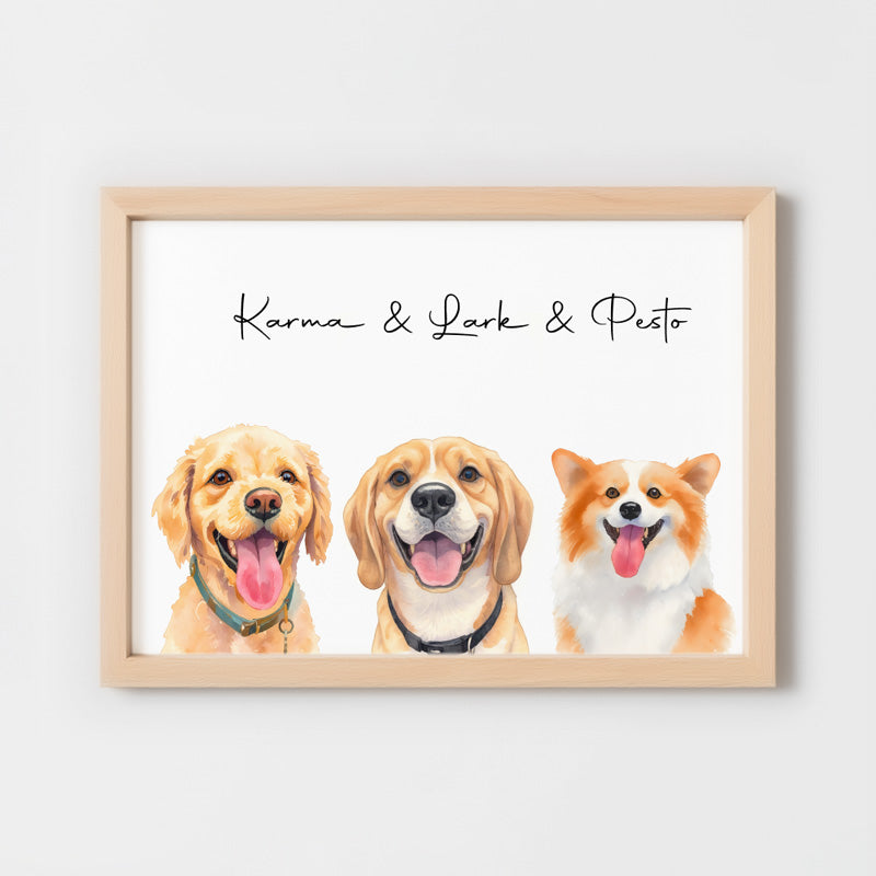 Custom Watercolor Pet Portrait – Matte Paper Framed Poster