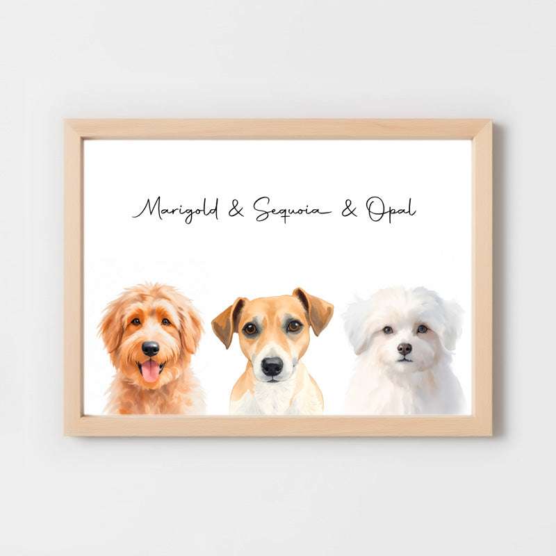 Custom Watercolor Pet Portrait – Matte Paper Framed Poster