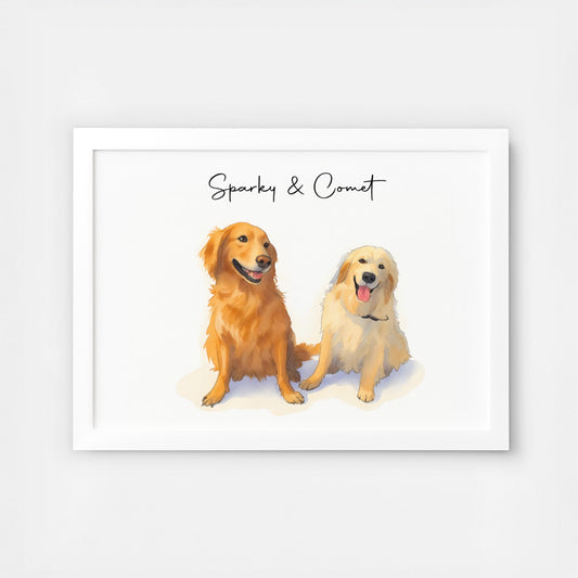 Custom Watercolor Pet Portrait – Matte Paper Framed Poster