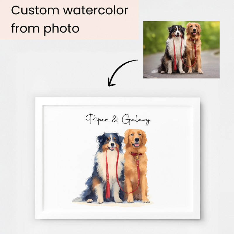 Custom Watercolor Pet Portrait – Matte Paper Framed Poster