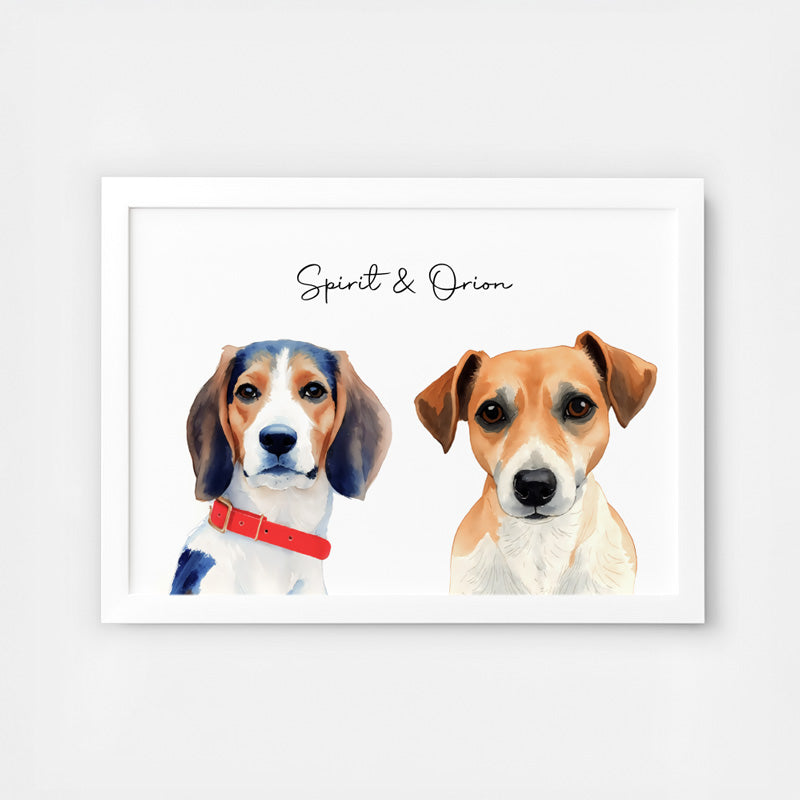 Custom Watercolor Pet Portrait – Matte Paper Framed Poster