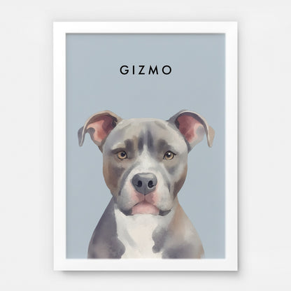 Custom Watercolor Pet Portrait – White Frame, Matte Paper