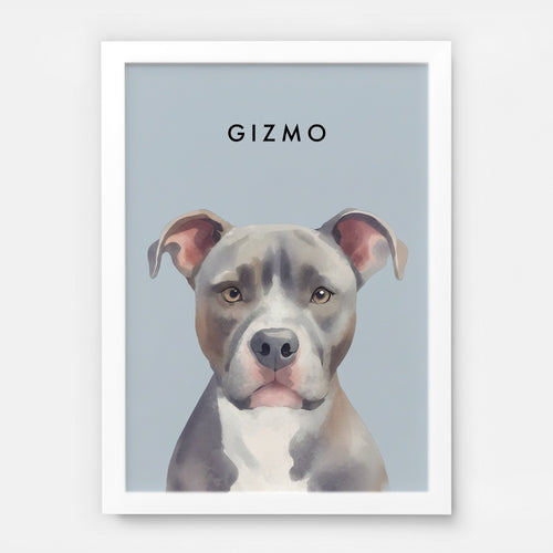 Custom Watercolor Pet Portrait – White Frame, Matte Paper