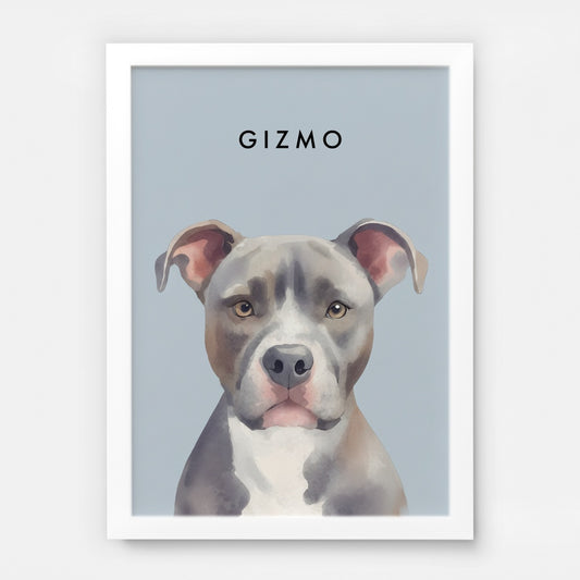 Custom Watercolor Pet Portrait – White Frame, Matte Paper