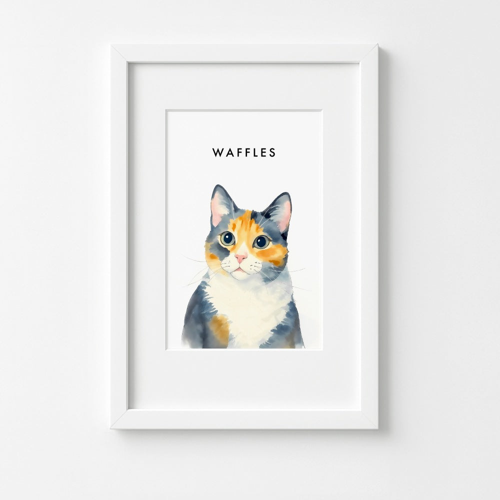 Custom Watercolor Pet Portrait – Matte Paper Framed Poster With Mat