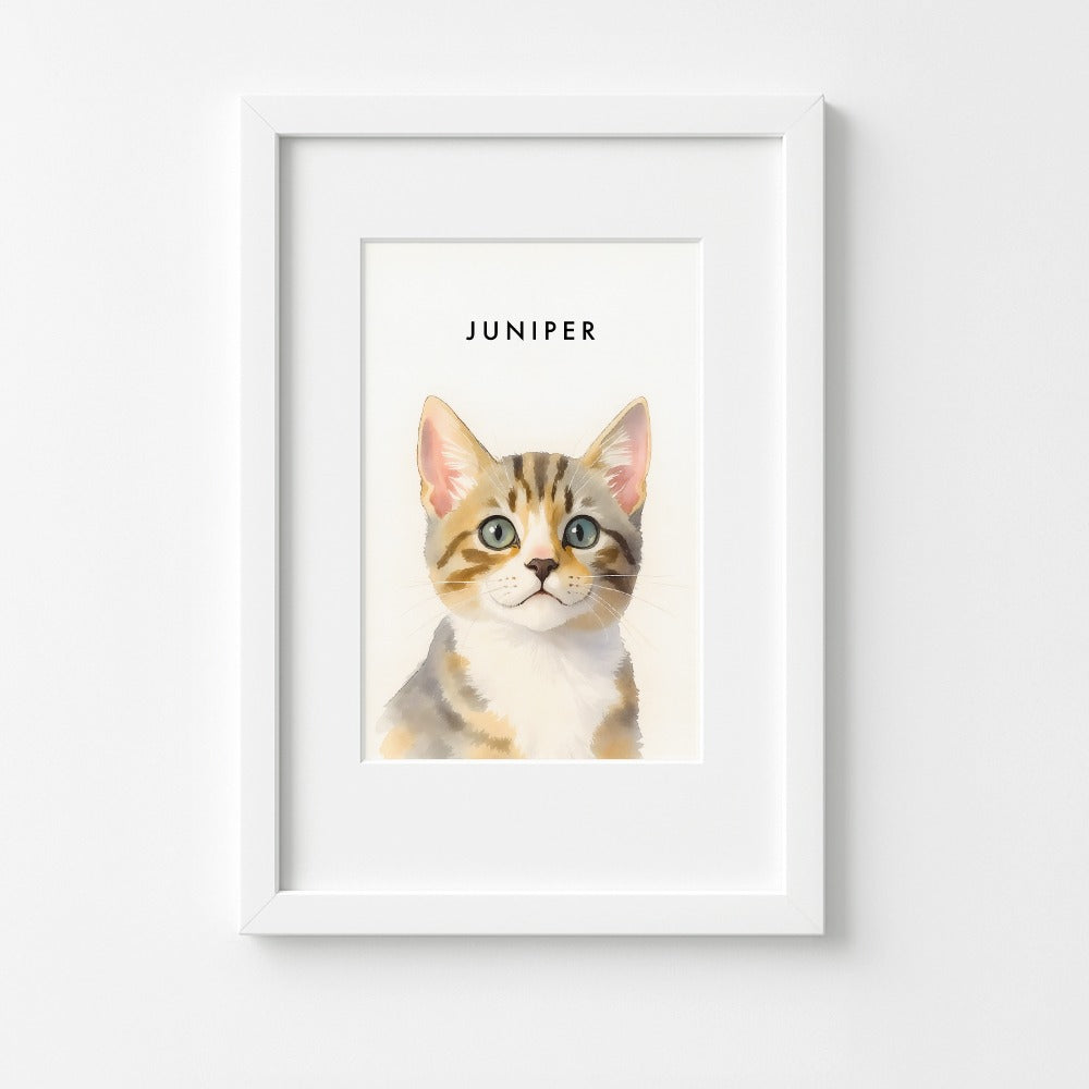 Custom Watercolor Pet Portrait – Matte Paper Framed Poster With Mat