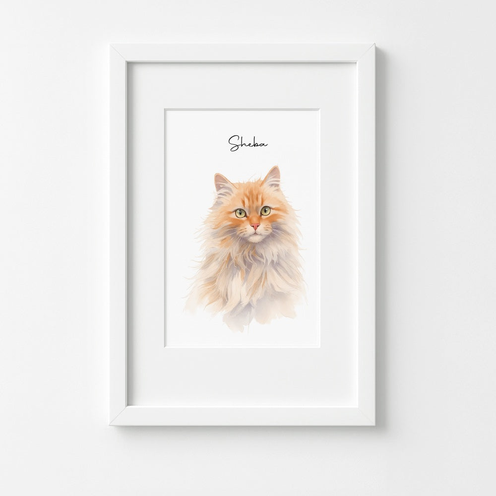 Custom Watercolor Pet Portrait – Matte Paper Framed Poster With Mat