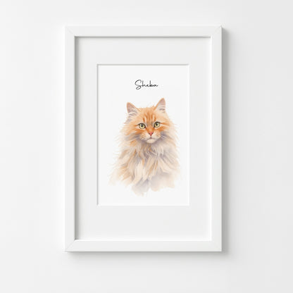 Custom Watercolor Pet Portrait – Matte Paper Framed Poster With Mat