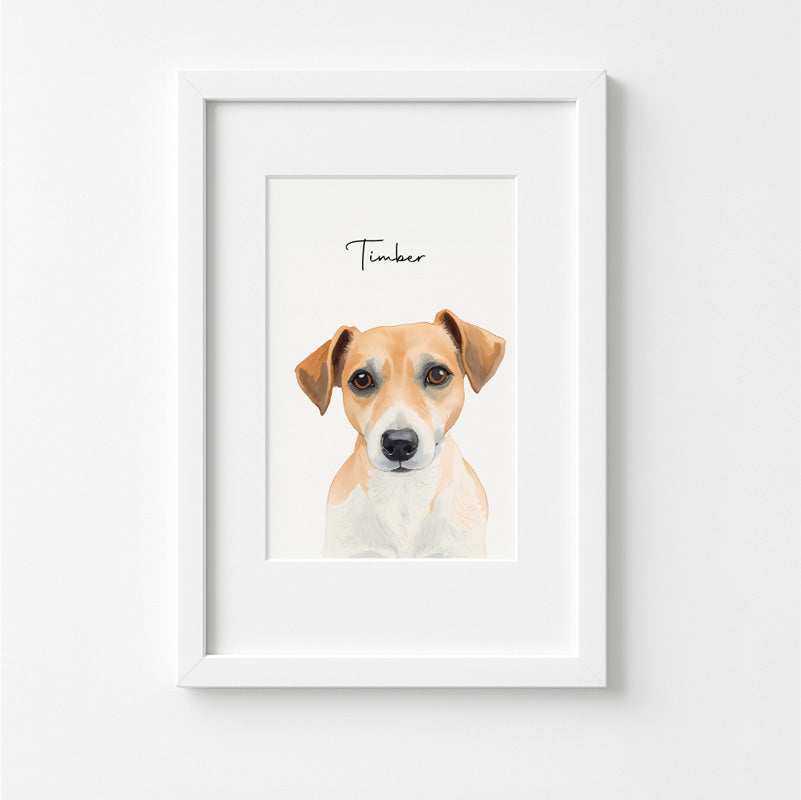 Custom Watercolor Pet Portrait – Matte Paper Framed Poster With Mat