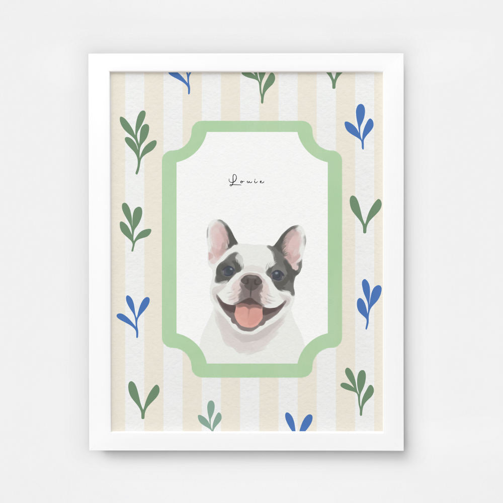 Modern Watercolor One Pet Portrait Botanical Frame