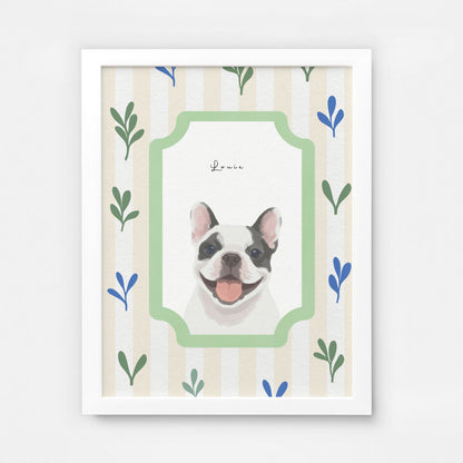 Modern Watercolor One Pet Portrait Botanical Frame