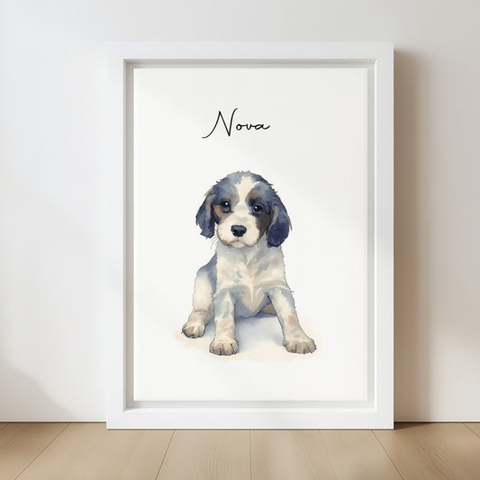 Customizable Watercolor Pet Portraits Canvas Photo Frame