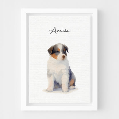 Custom Watercolor Pet Portraits White Canvas Photo Frame