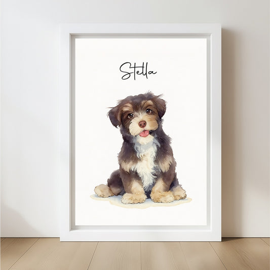 Custom Watercolor Pet Portraits White Canvas Photo Frame