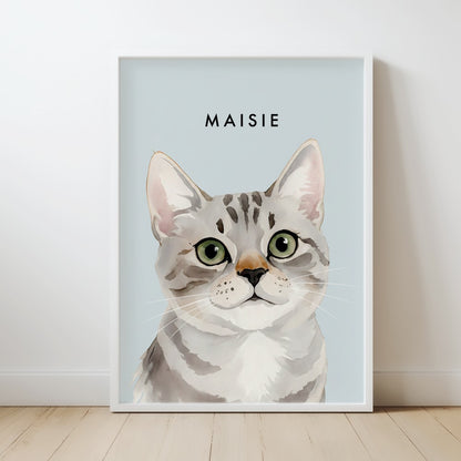 Custom Watercolor Pet Portrait – Custom Frame, Matte Paper